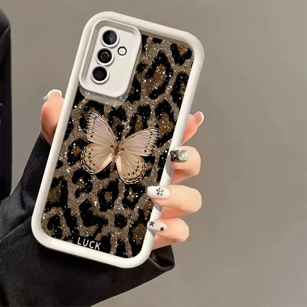 Anti-Drop Soft TPU Phone Case For Samsung Galaxy A73 A72 A71 A56 A55 A54 A53 A52 A52s A50 5G 4G Butterfly Leopard Print Cover view 5