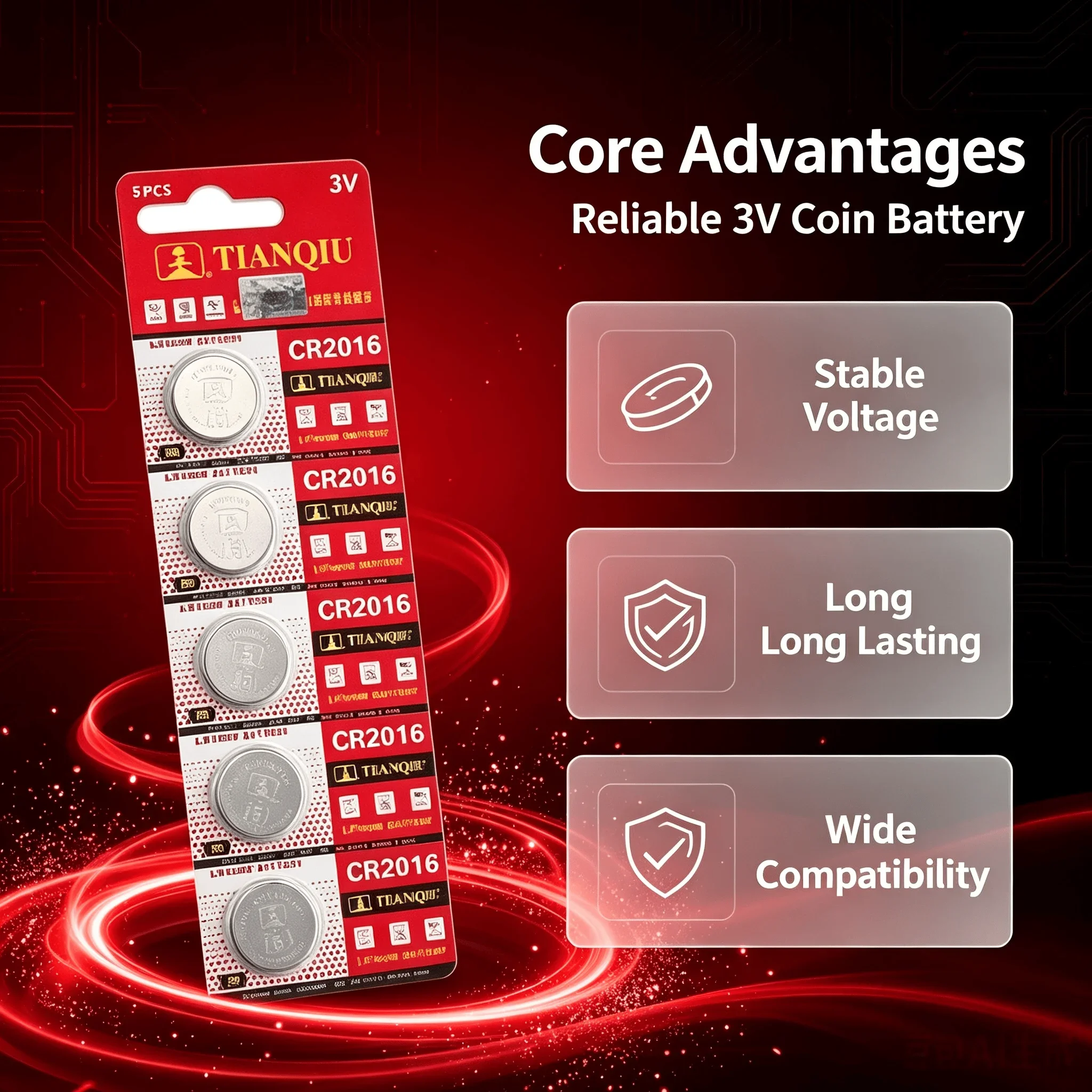5-100PCS 3V 80mAh CR2016 Button Coin Cell DL2016 ECR2016 BR2016 3V Lithium Battery For Watch Car Key Remote Computer Motherboard