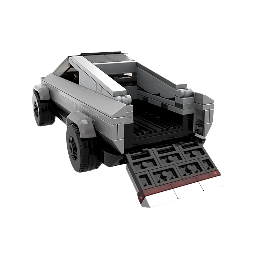 Gobricks-bloques de construcción MOC Cybertrucked Beast Mode, camión Pickup de alta tecnología, vehículos de velocidad grises, coches de carreras, ladrillos para niños, regalo