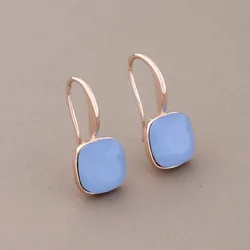 New 585 Rose Gold Color Drop Earrings for Women Unusual Square Luxury Quality Jewelry Accessories Daily Fashion Jewelry
