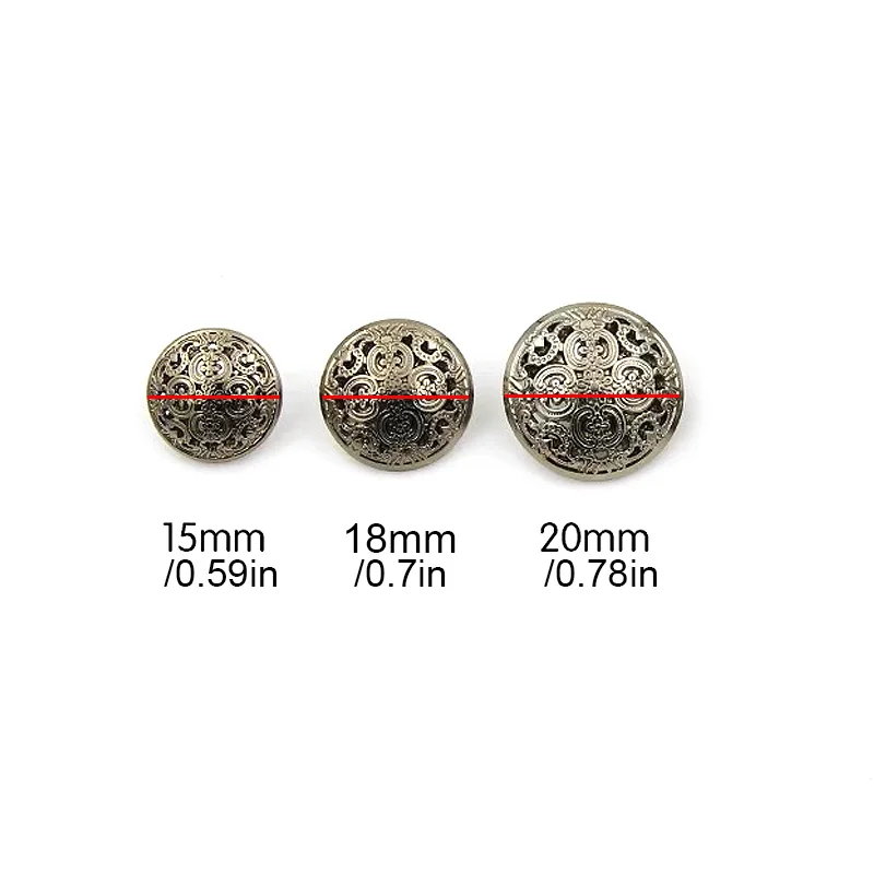 10Pcs/Lot Metal Hollow Carved Buttons Handmade Golden Round Vintage Blouse Jacket Buckles Sewing Clothing Decor 15/18/20mm