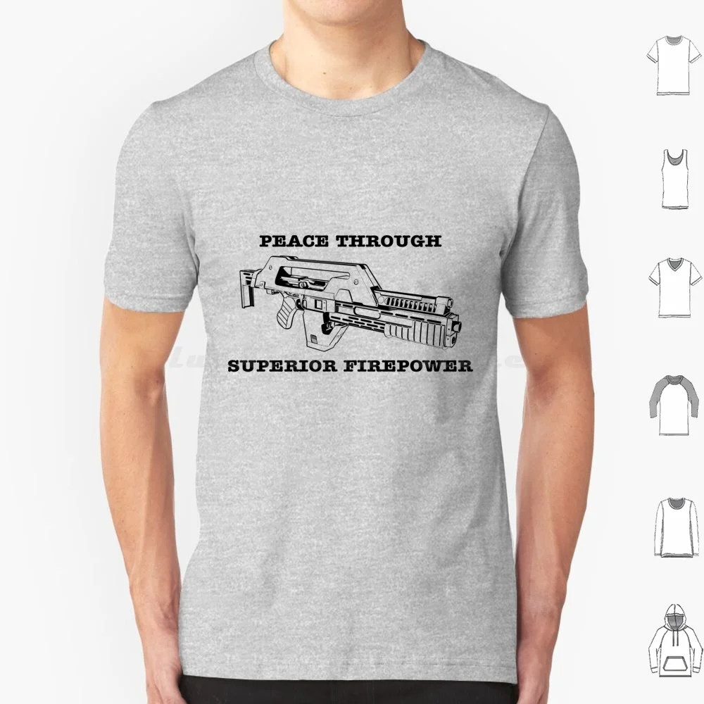 Peace Through Superior Firepower T Shirt Big Size 100% Cotton Frost Movies 80S Uscm 426 M41A Pulse Rifle Xenomorphs Ripley