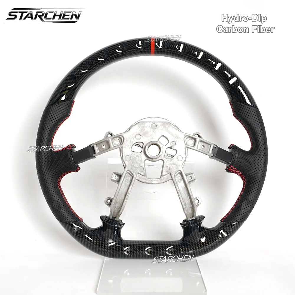 Full Leather or Hydro-Dip Carbon Fiber Steering Wheel for Chevrolet Corvette C5 Z06 Zr1 1997-2004 Red/Blue/Yellow Line Non-heated