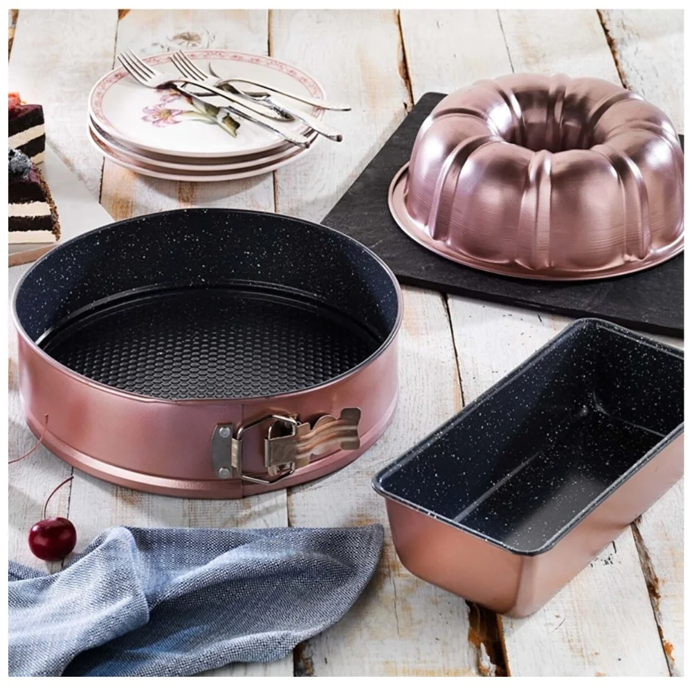 3 piece cake mold baking mold rosegold high quality Kitchen Stylish Cake Mold Set of 3 Useful Stylish Design Gift dowry 2023