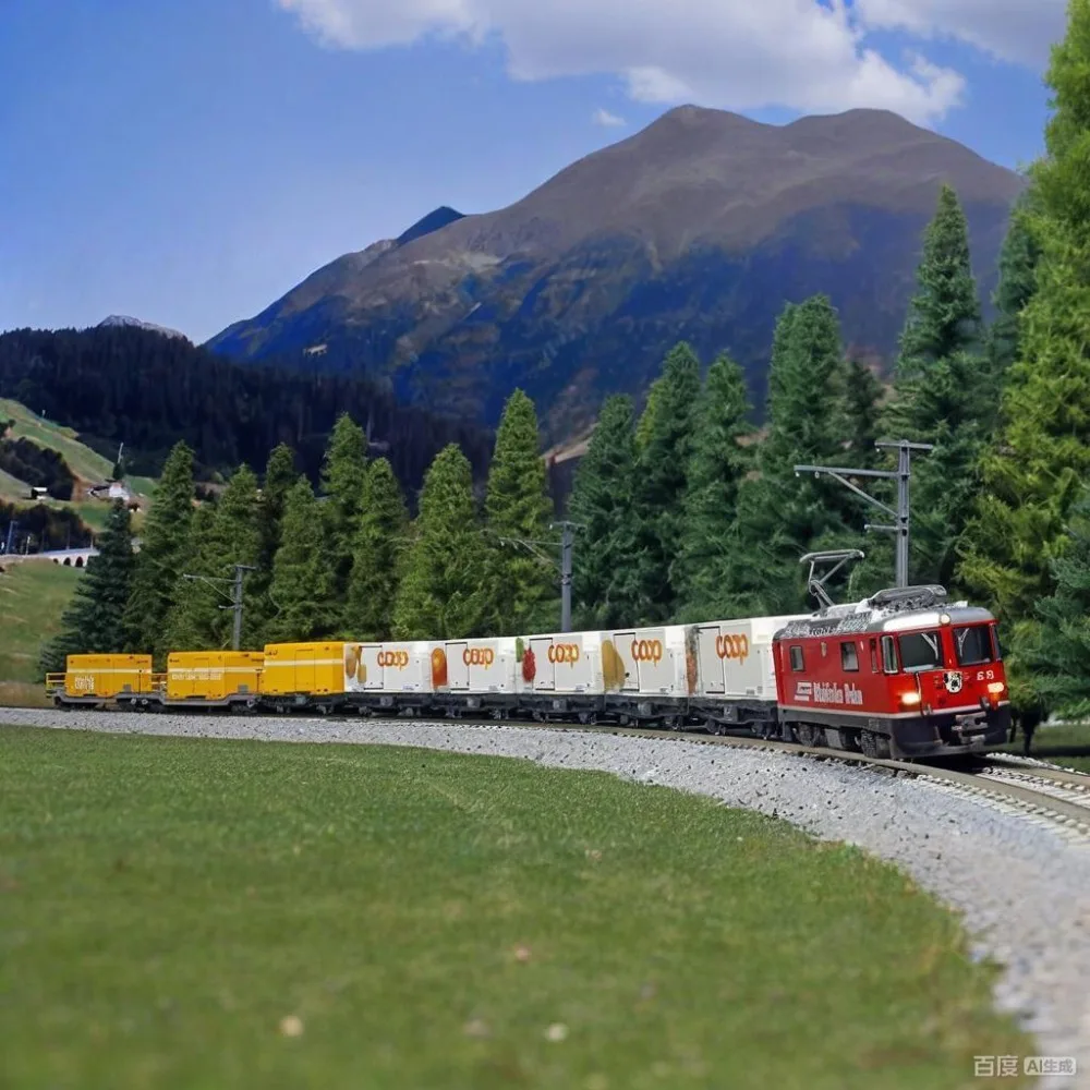 KATO N Scale 1/160 Model Train Set 10-1731 RhB Flatbed Container Freight Train Carriages 8-car Set Painted Boys' Toy Gift