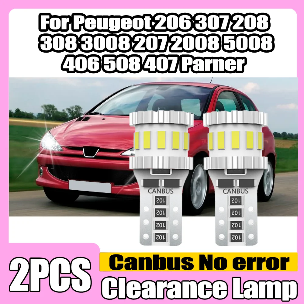 2PCS LED Sidemarker Light Blub Clearance Lamp T10 W5W Canbus For Peugeot 206 307 208 308 3008 207 2008 5008 406 508 407 Parner