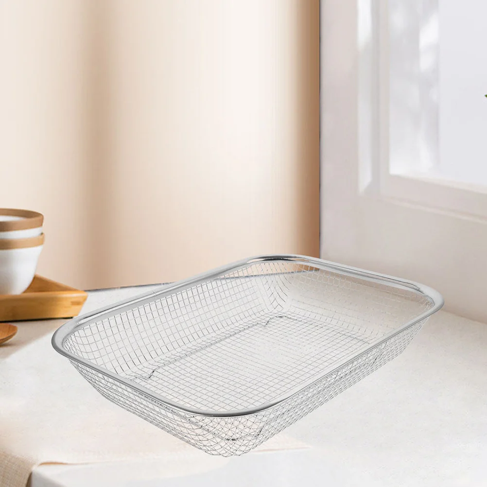 

2Pcs Stainless Steel Kitchen Draining Basket Rectangular Mesh Strainer Sink Colander for Fruit Vegetable Drain