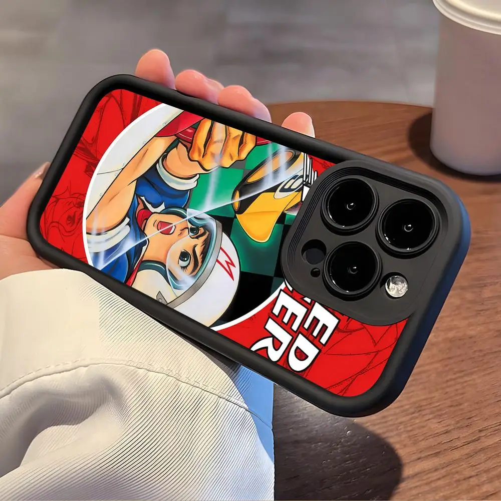 

Speed Racer Phone Case for iPhone 17 16 15 14 13 12 11 Air Pro Max Plus Black Soft TPU Shockproof Cover