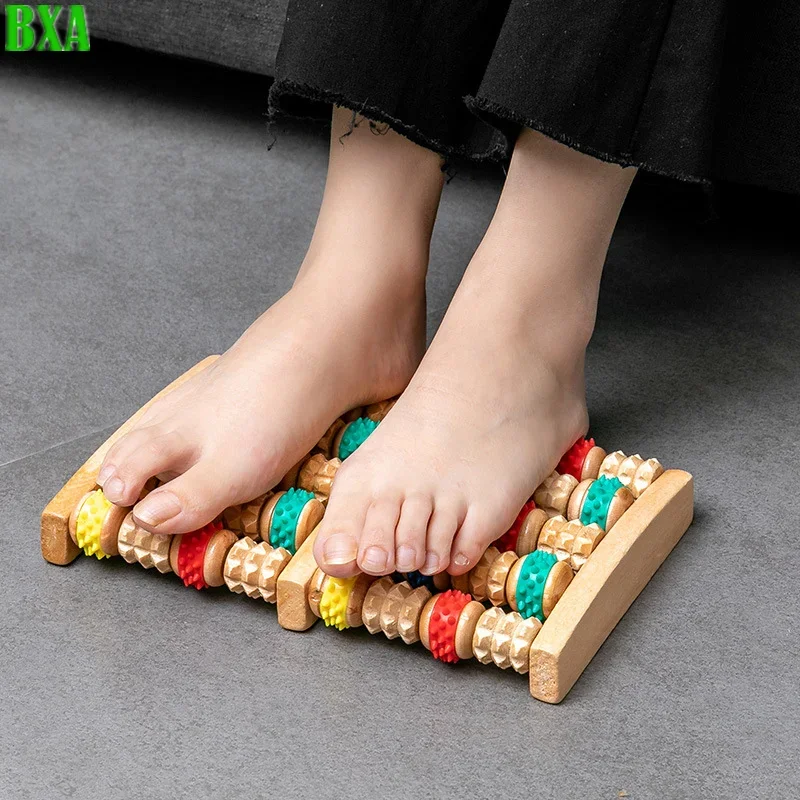 5 & 6 Row Foot Massager Wooden Foot Roller Wood Care Massage Reflexology Relax Relief Massager Spa Gift Anti Cellulite Care Tool