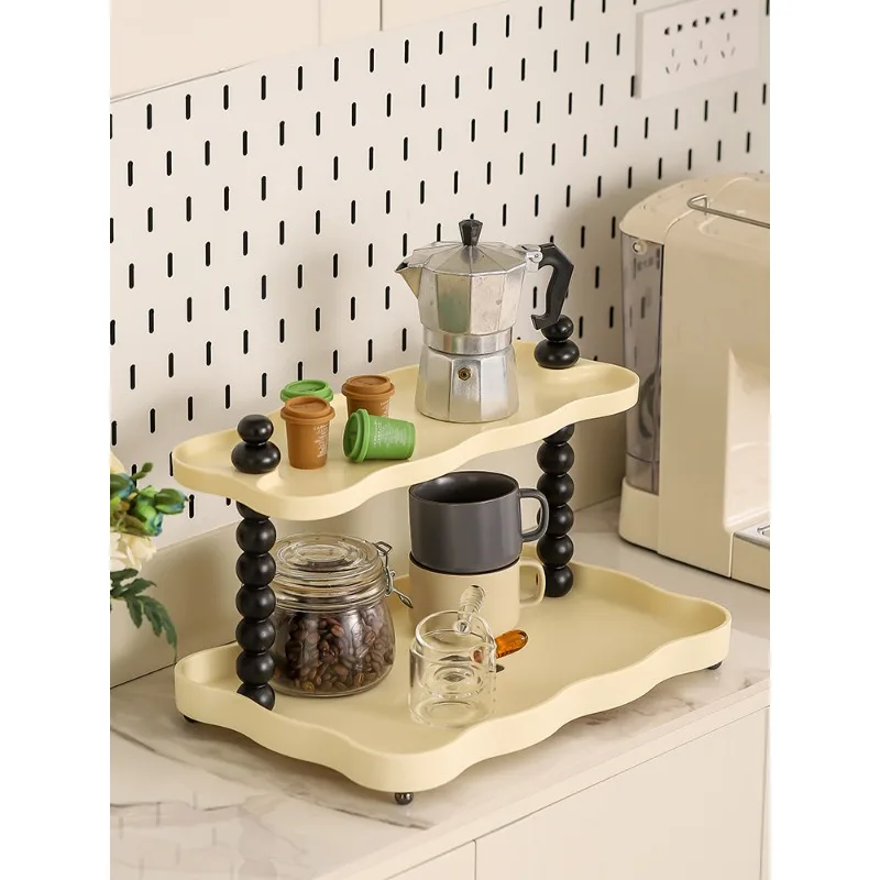 

Water cup multi-layer shelf desktop water bar counter mug coffee cup tea cup creative retro multi-purpose finishing and storage