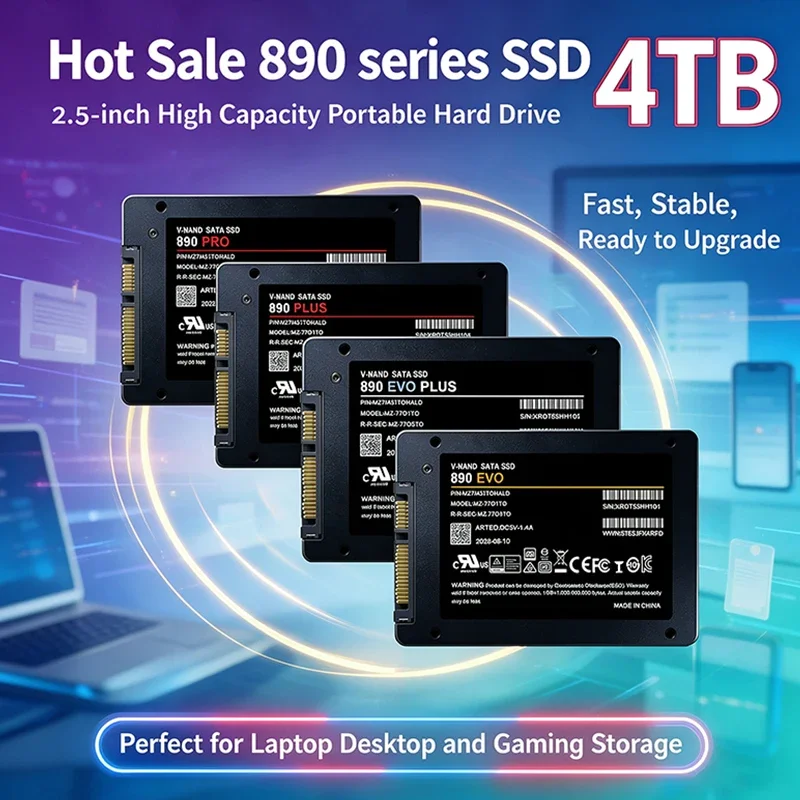 Original 890 EVO 2.5 Inch SATA3 SSD Internal Solid State Drive 500GB 1TB 2TB 4TB Hard Disk Solid State Drive for Laptop Desktop