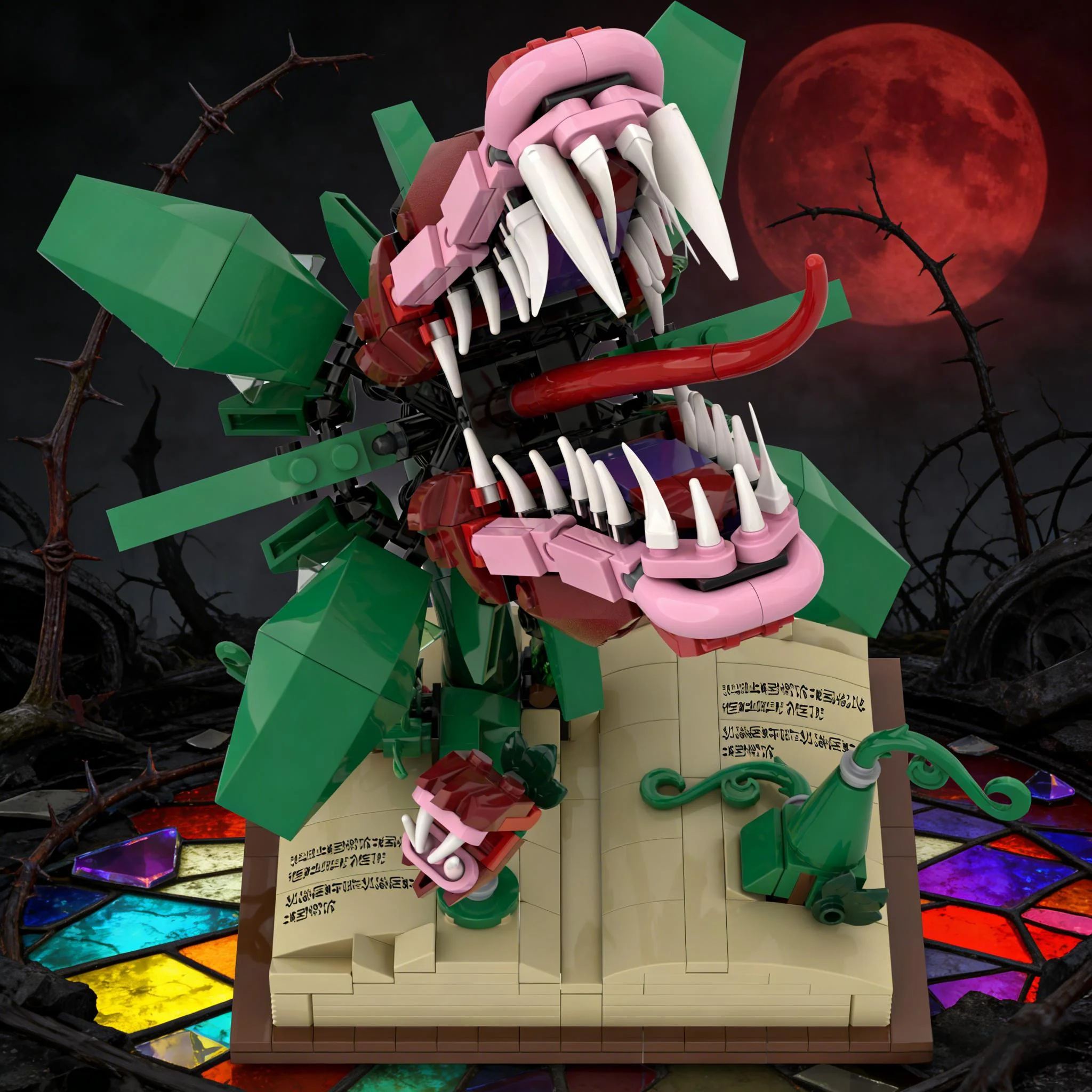 

Набор строительных блоков MOC «Мясоядное цветочное растение-зубастик»: модель цветка ужасов из волшебной книги, новинка, детские игрушки, подарки на Рождество