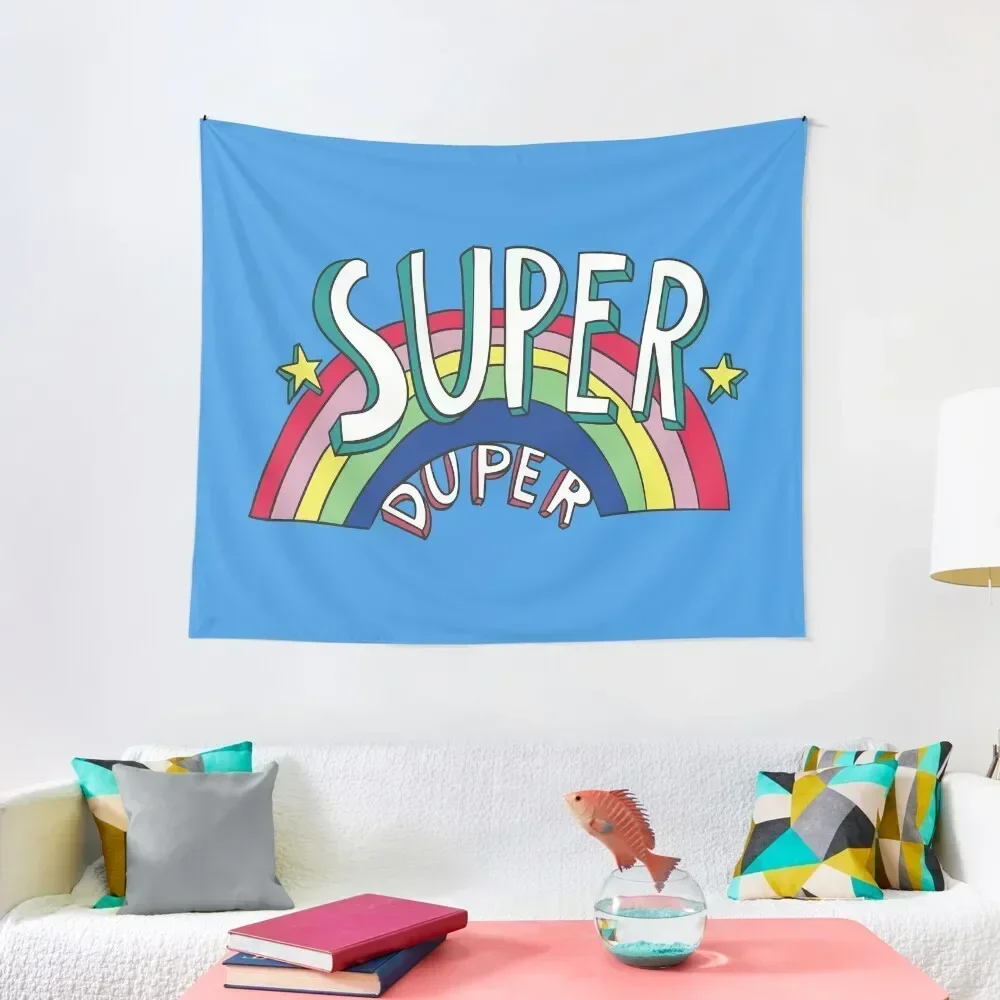 

Super Duper Hand Drawn Seventies Style Rainbow Graphic Tapestry Decoration Wall Decor For Room Wall Mural Tapestry