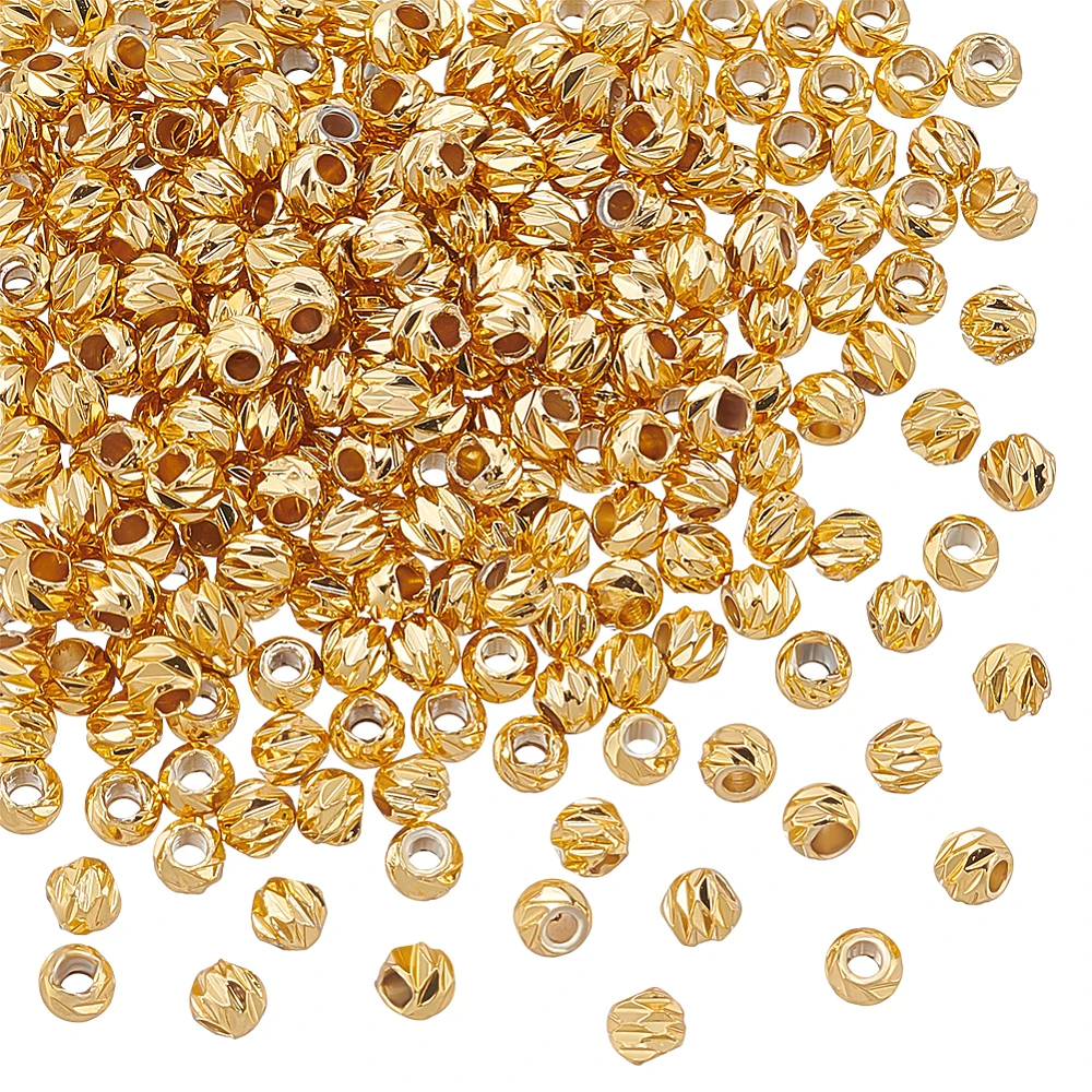 250Pcs Corrugated Spacer Beads Gold Plated Tiny Beads DIY Jewelry Bead Spiral Metal Loose Bead for Bracelet DIY Craft Jewelry