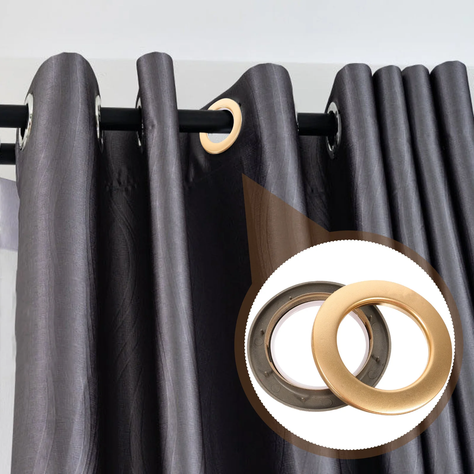 80pcs Roman Ring Curtain Accessories Plastic Grommet For Window Shower Door Drapes Modern Home Decor Smooth Slide Matte Golden