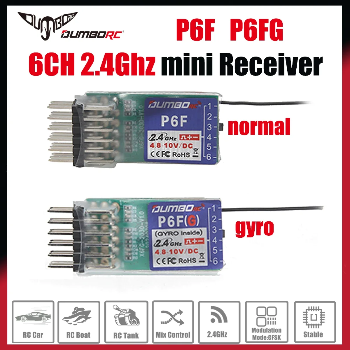 

DUMBORC P6F P6FG 2.4G 6CH Мини-приемник для передатчика X4 X5 X6 DDP-350 Радиосистема RC Автомобиль Грузовик Лодка Самолет Дрон Робот Запчасти