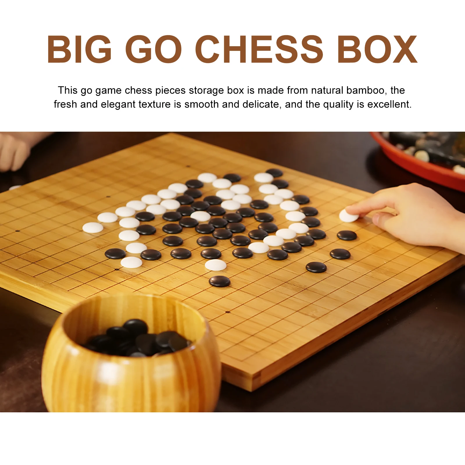 

1 Pair of Go Chess Jar Stones Holder Professional Go Bowl Storage Container Case Wooden Supply (Khaki)