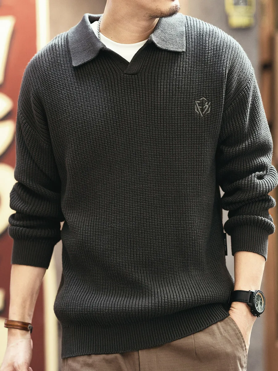 

Retro American Knitted irt Men's Loose Fit Overhead Casual Wear Cotton Acrylic Spandex Leather Warmth Autumn Winter