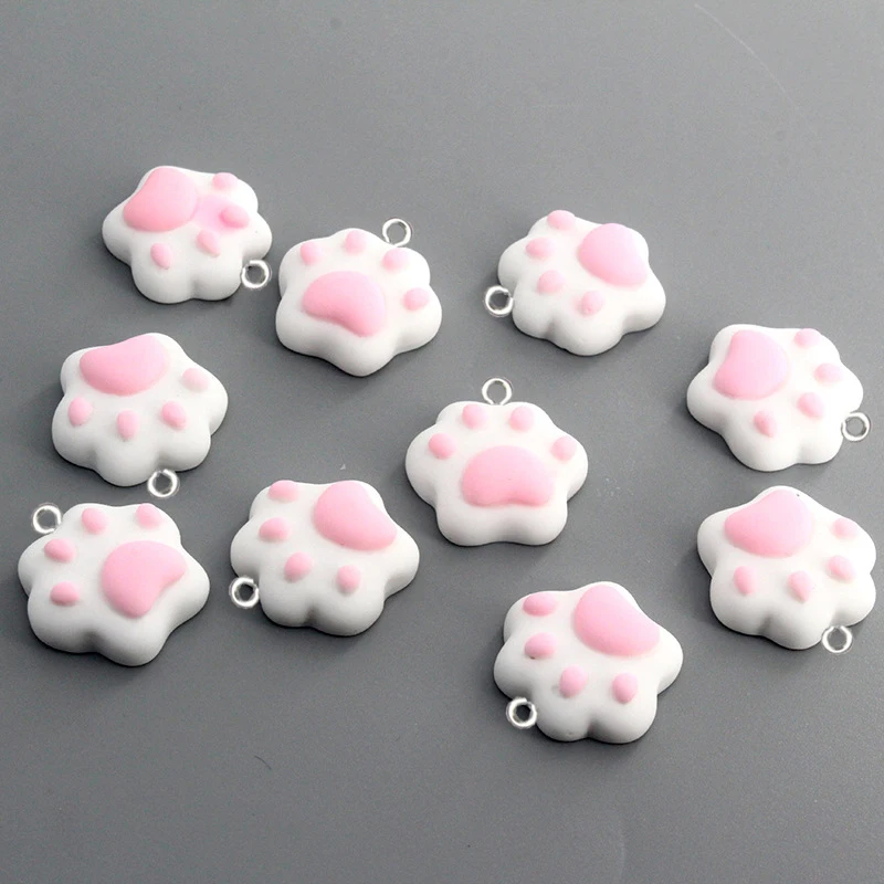 20Pcs Kawaii Pink Cat Claw Resin Charms Cute Animals Paw Print Pendants for Jewelry Making DIY Earrings Bracelet Phone Accessory