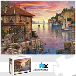 1000 pezzi porto mediterraneo Jigsaw Puzzle Home Decor adulti Puzzle giochi Family Fun Floor Puzzle giocattoli educativi per bambini