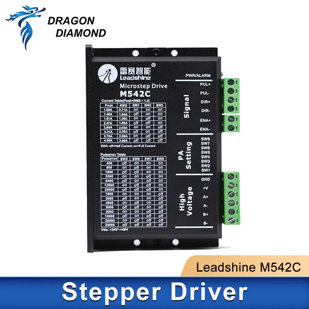 DRAGON DIAMOND LeadShine 2 Phase Stepper Driver M542C 20-50VDC 1.0-4.2A for CNC CO2 Laser Engraver Machine DM542