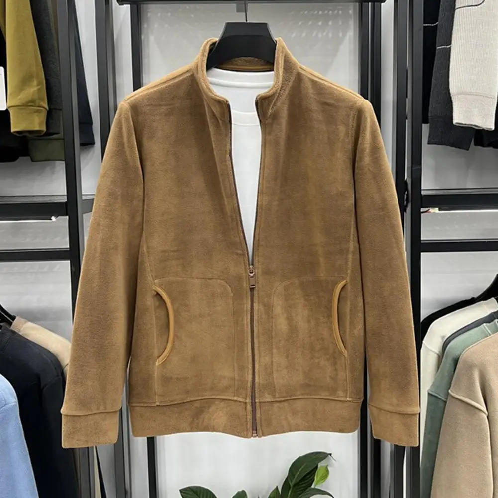 Chaqueta Sherpa peluda para hombre, chaqueta informal de manga larga con cremallera completa y parte delantera abierta, abrigo cálido de lana para invierno, forro polar térmico para deportes al aire libre