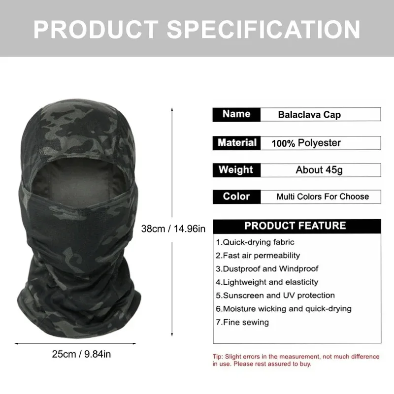 Camouflage Balaclava Hat Cycling Full Face Mask Outdoor Sports Hunting Hiking Ski Mask motorcycle Helmet Inner Cap - view 3