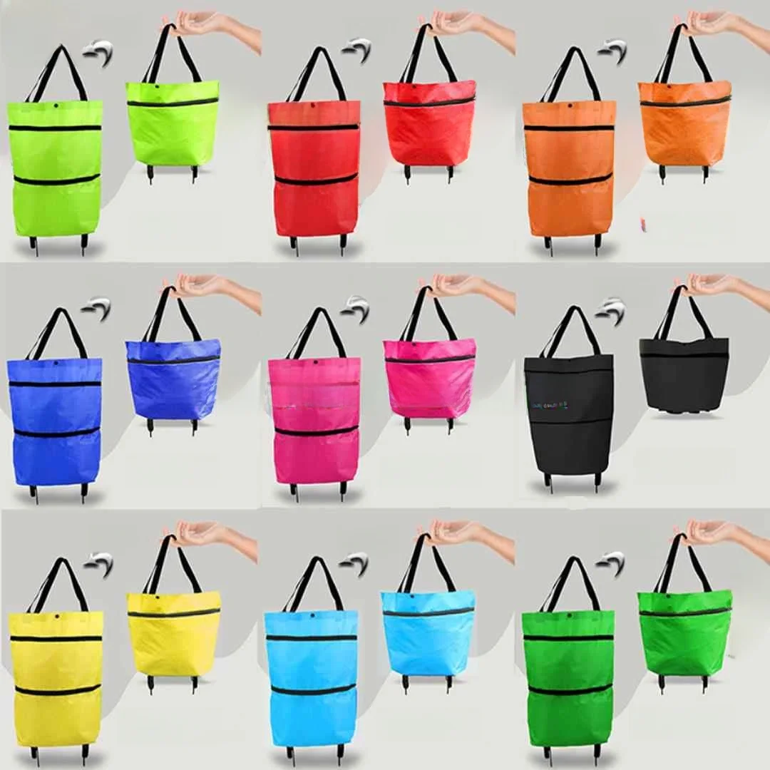 

Портативная складная сумка на колесах для тележки для домашнего использования, небольшая ручная работа, овощная банка, синий тканевый материал быка