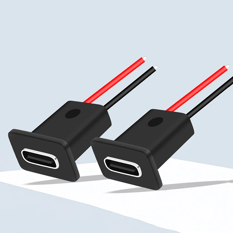(❤️)1pc Type-C 2p Charging Socket Direct Compression Perforated Waterproof Power Socket With Cable Connector