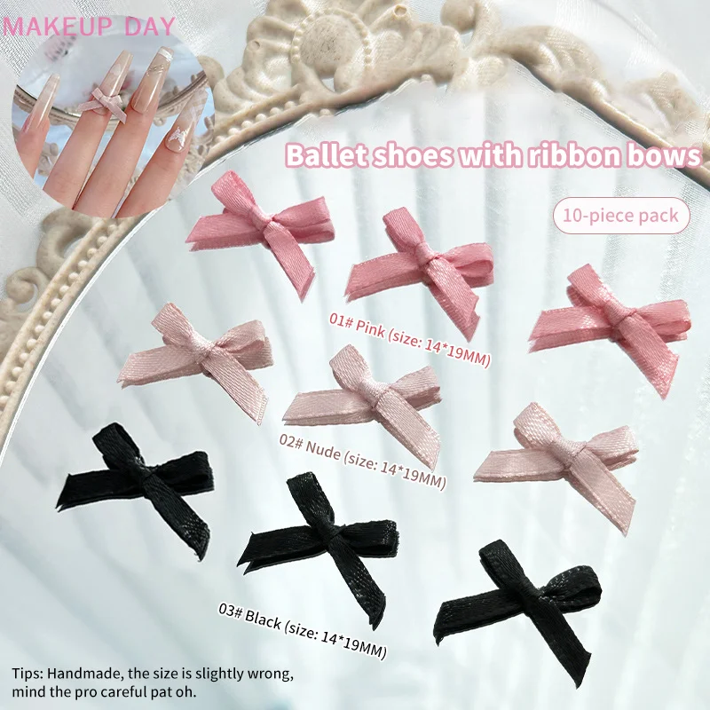 10Pcs Ribbon Bows Nail Art Charm Nail Decoration Fairy DIY Accessories Ornament Kawaii Nail Bows Decor Japanese Design