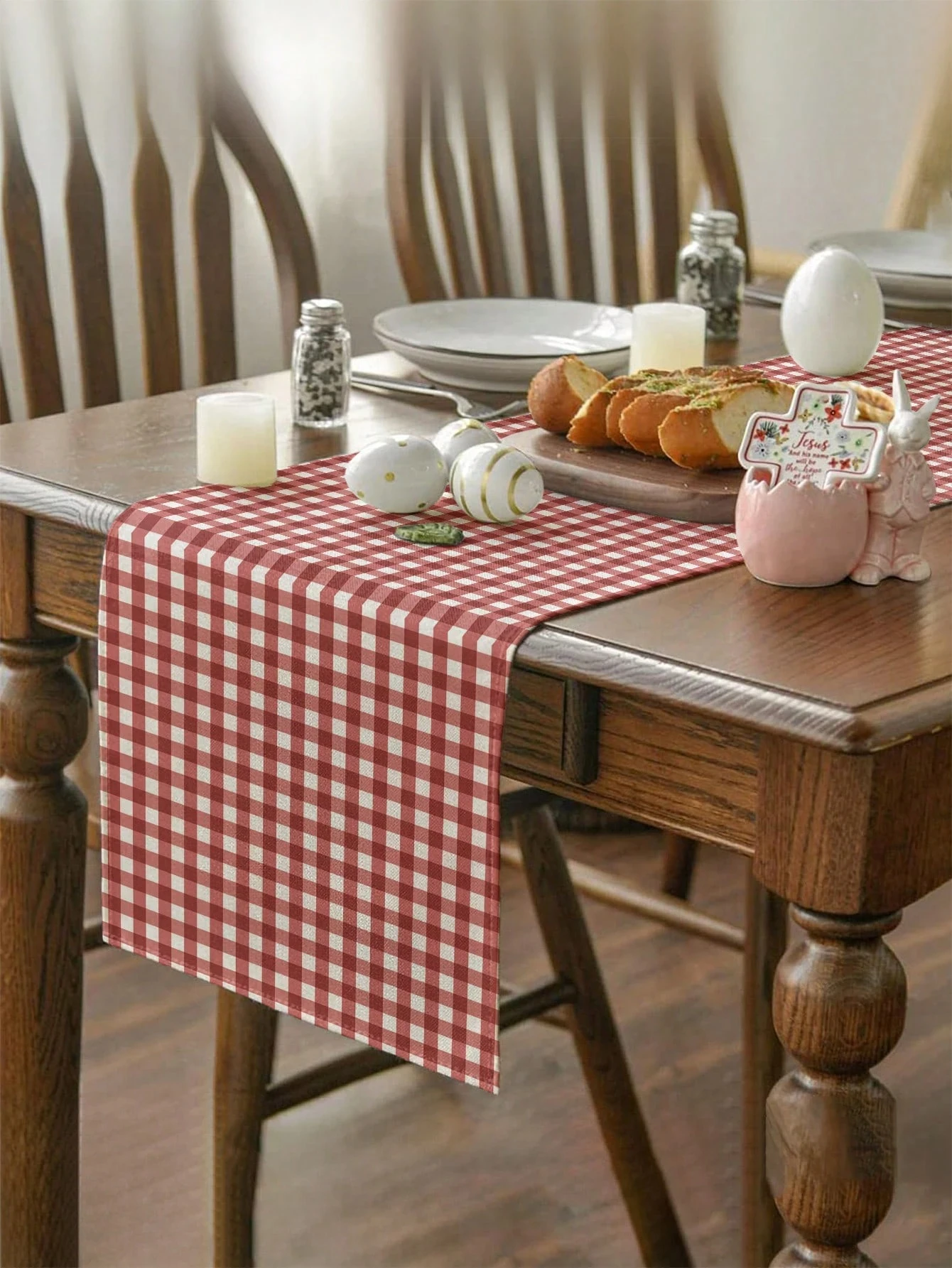 1 Red Gingham Check Table Runner Classic Stylish for Dining Room Kitchen Table Decorative Timeless Durable for Table Decoration