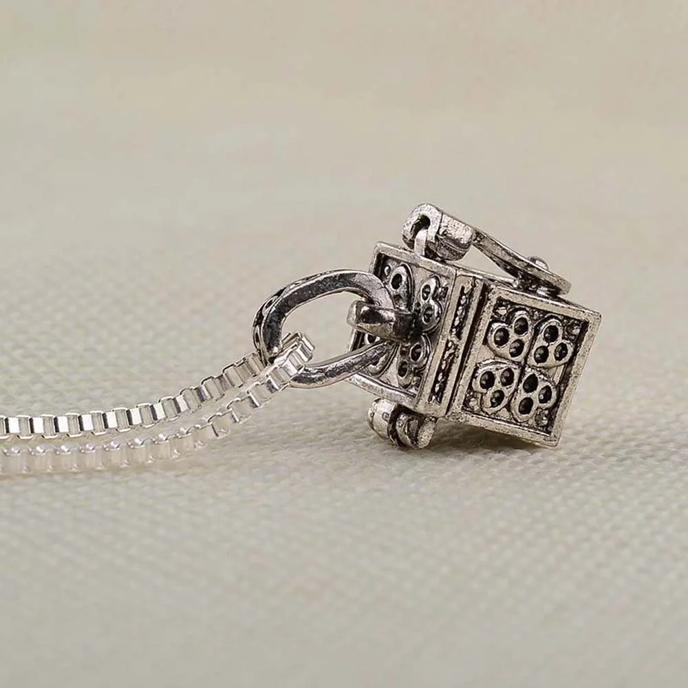 Fashion Women Men Openable Antique Silver Color Keepsake Memorial Vial Pendant For Ashes Cremation Urn Necklace Jewelry