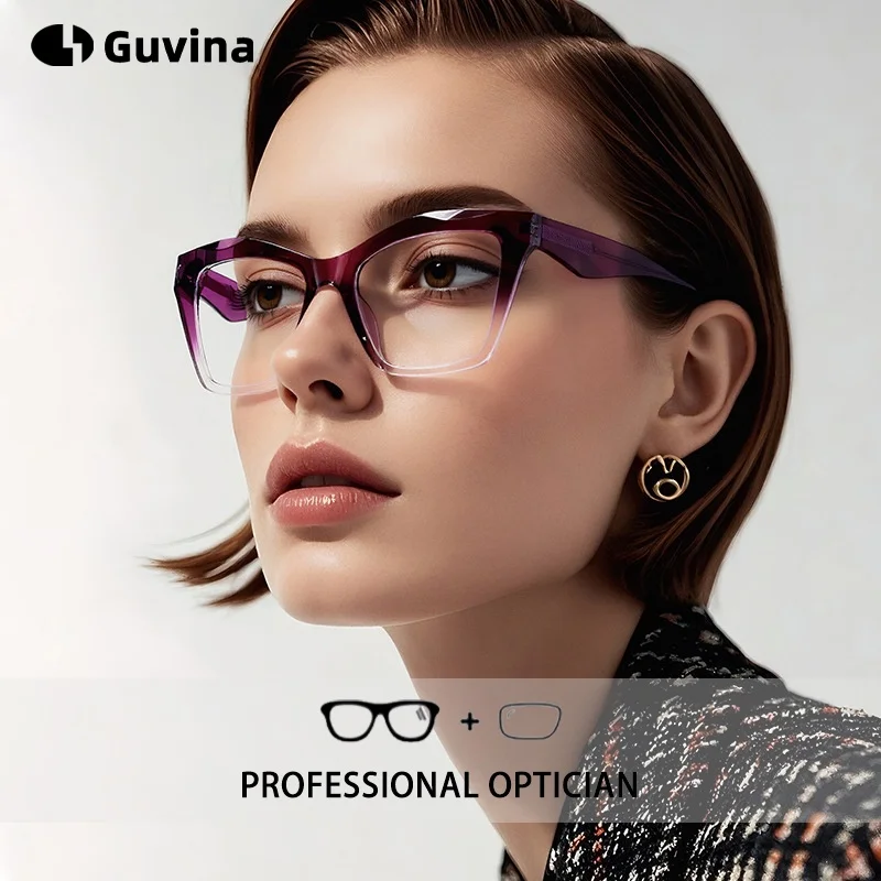 Lunettes de vue progressives multifocales pour myopie et hypermétropie, monture épaisse carrée œil de chat, anti-lumière bleue, pour femmes, en TR90, avec verres photochromiques