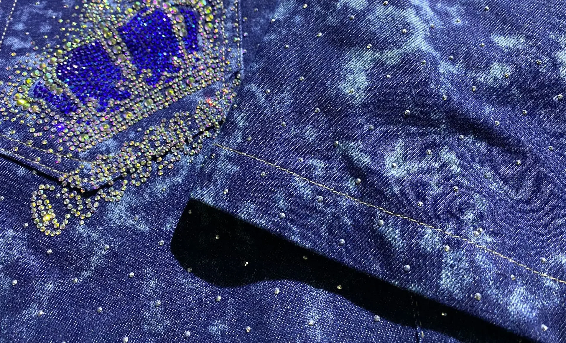 Moda 2 peça conjuntos de roupas femininas coroas brilhantes diamantes denim curto conjunto verão casual cardigan manga curta cowboy agasalho