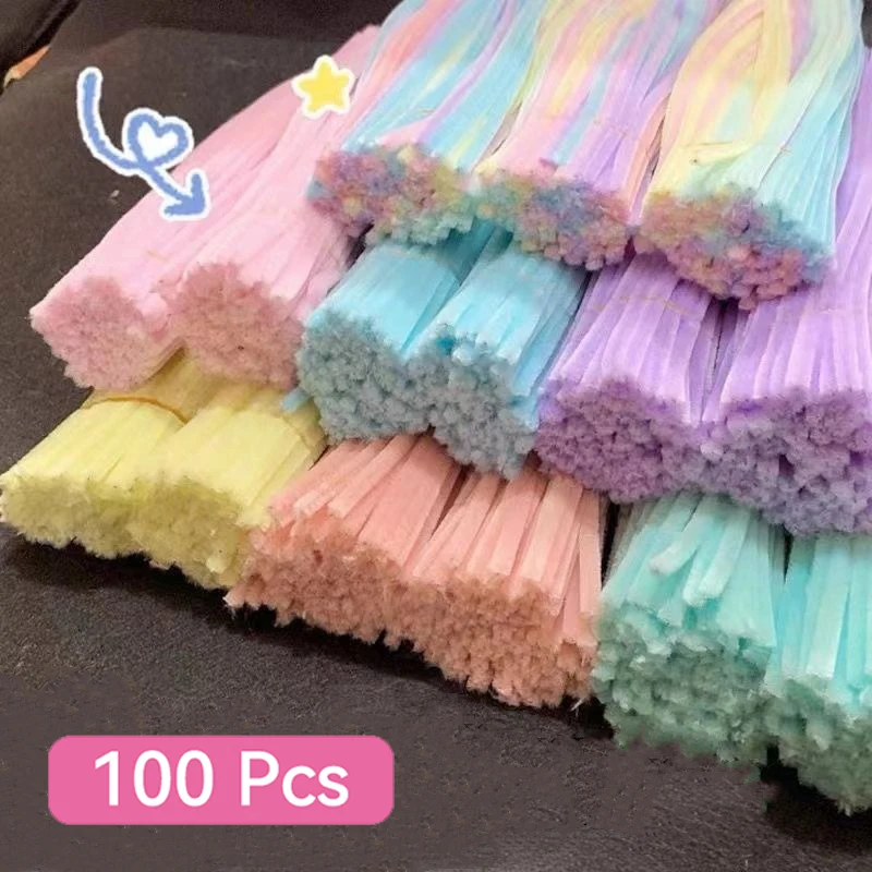 Plush Stick 100pcs Twisting Bar Chenille Stems Wire Pipe Kids Toys DIY Strips Creative Hobby Material Stem Iron Felt Wires