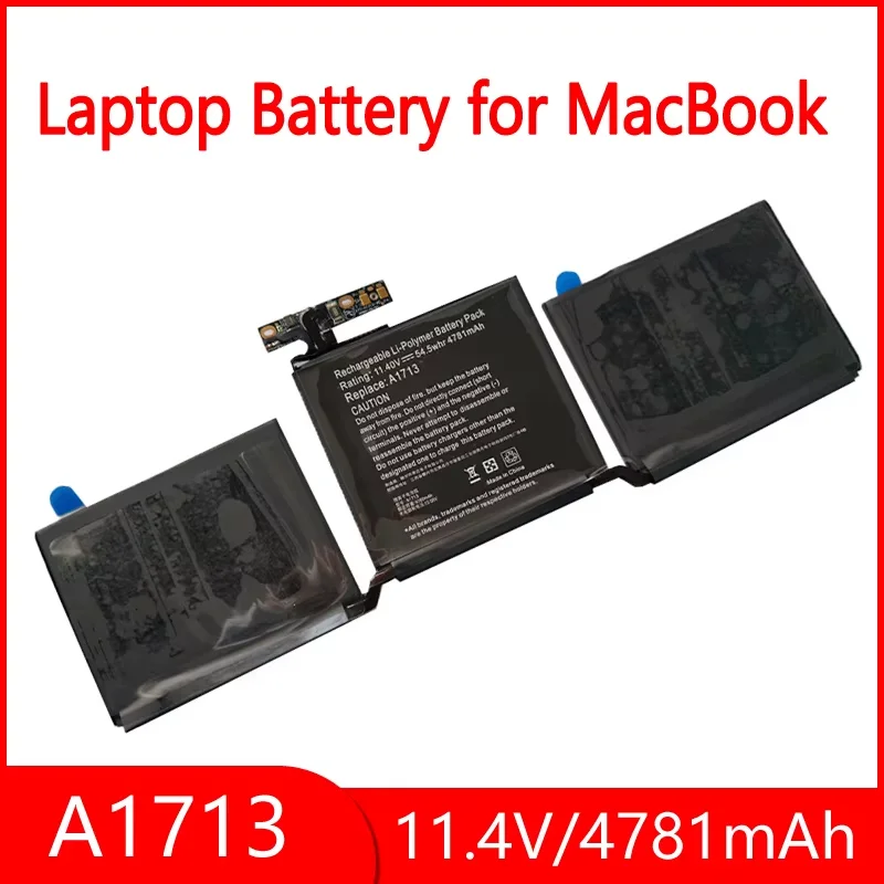 

A2171 A1713 Аккумулятор для Apple MacBook Pro 13 дюймов A1708 2016 2017 EMC 2978 3164 020-00946 MLL42LL Аккумулятор 11,4 В 54,5 Втч/4700 мАч