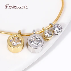 2 Sizes 18K Gold Plated Shiny Zircon Charms Pendants For Necklace Making,Rhodium Plated Round Pendants DIY Jewelry Accessories
