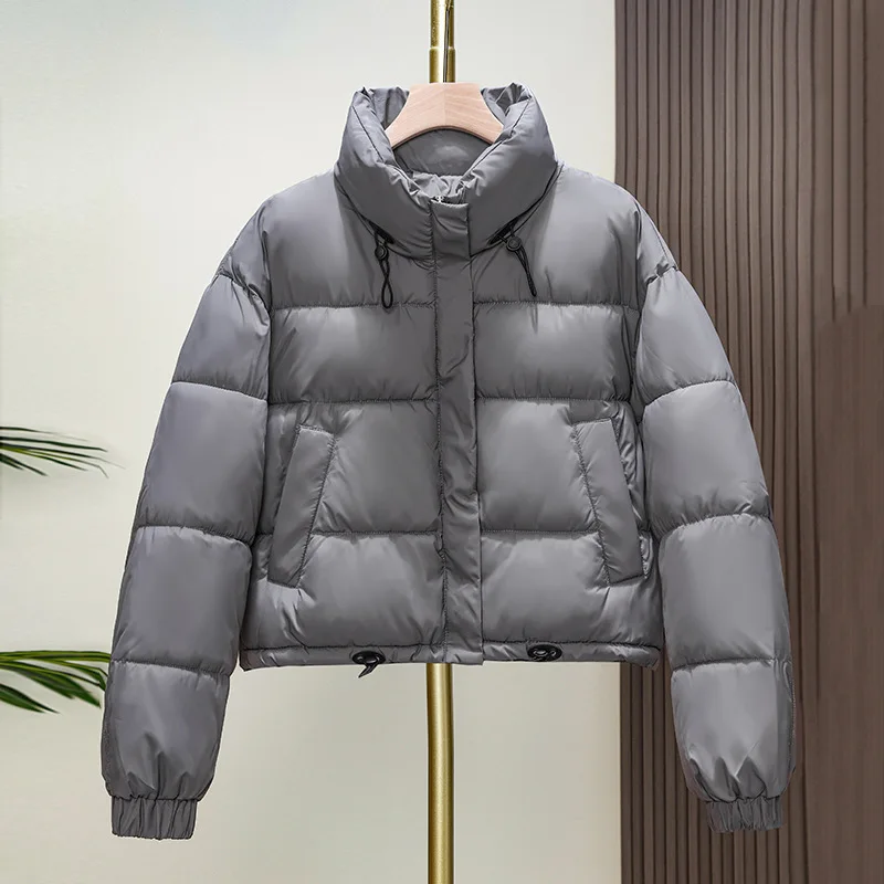 Moda coreana curto para baixo jaqueta de algodão feminino 2024 inverno parkas quente acolchoado casaco gola grossa casual senhoras pão roupas