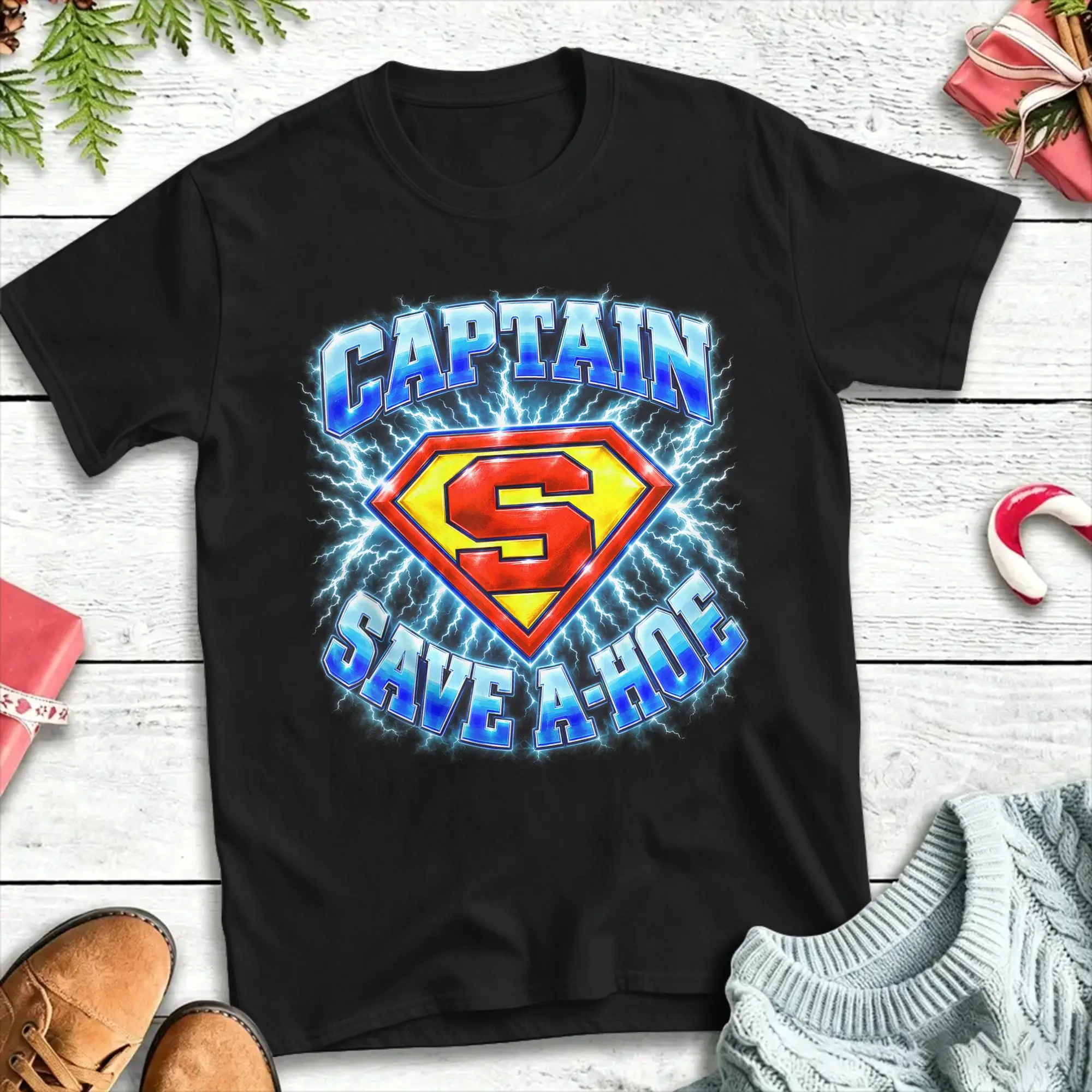 Captain Save a Hoe T Shirt Men  Y2K Fun T Shirts Summer Crew Neck Leisure Tees Cheap Oversize Clothes