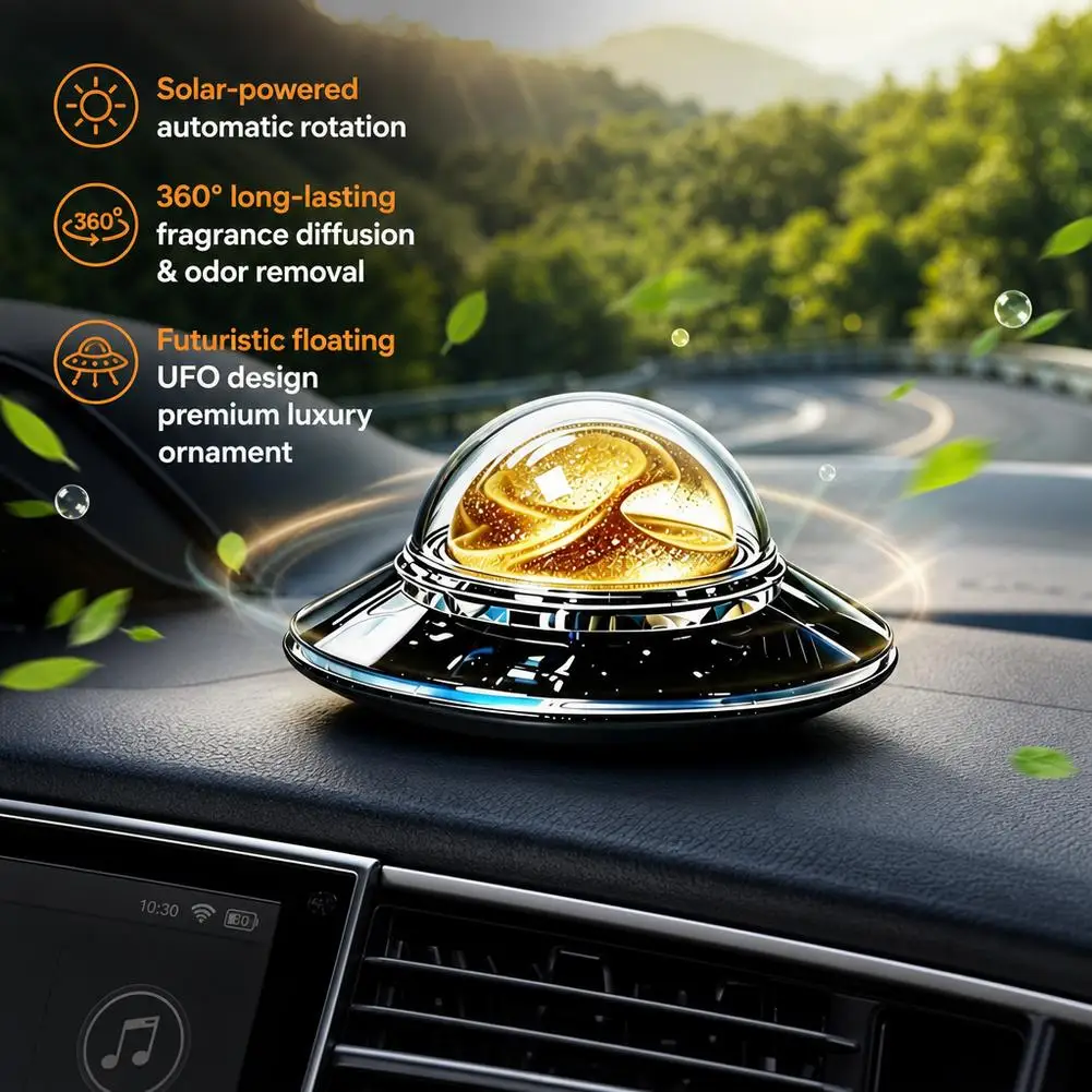 Solar Power Car Perfume Car Air Freshener Solar Ornaments Rotating Aromatherapy Perfume Ornaments Creative Car Diffuser ﻿