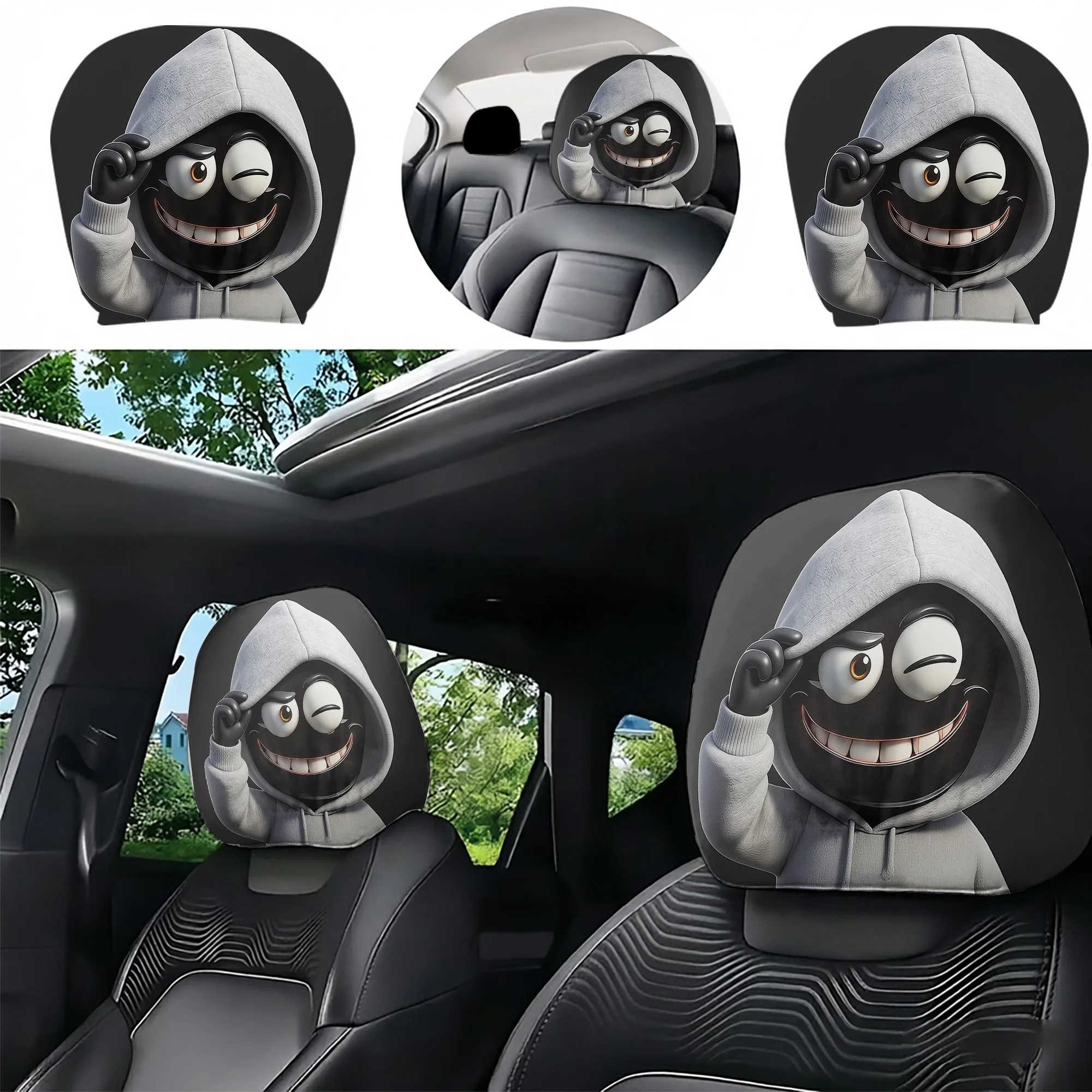 2pcs fun cartoon character headrest covers to bring a playful vibe to your car’s interior. Does not include filling. Easy to ins
