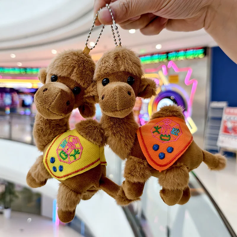 14cm Cute Camel Plush Keychains Pendant Keychian Plush Toy Kawaii Backpack Decoration Animal Simulation Stuffed Doll Bag Decor