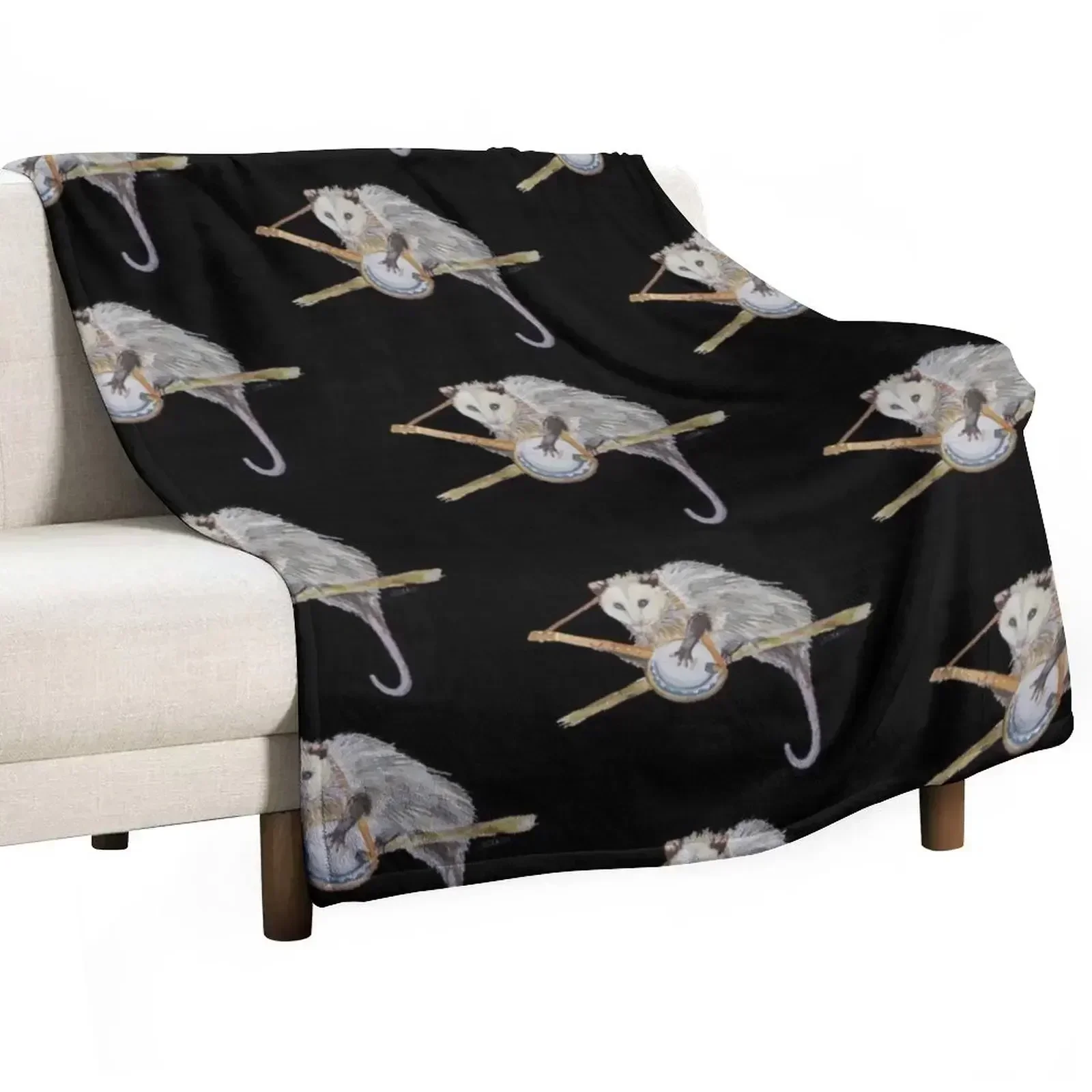 

Trash Banjo Opossum Throw Blanket Bed For Decorative Sofa Cute Blankets