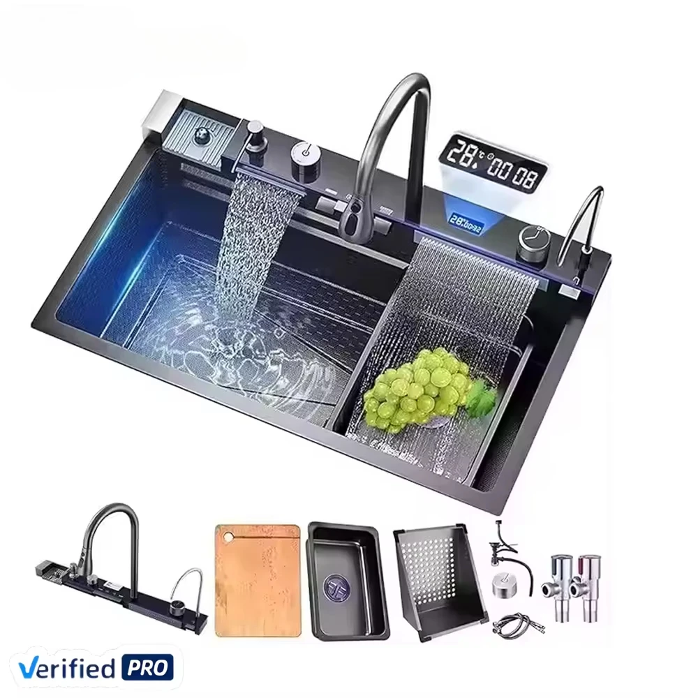 FSH 2025 OEM Modern Multifunctional Lavaplato Evier Dish Washer Sinks Smart Faucet Basin Dishwasher Stainless Steel Kitchen Sink
