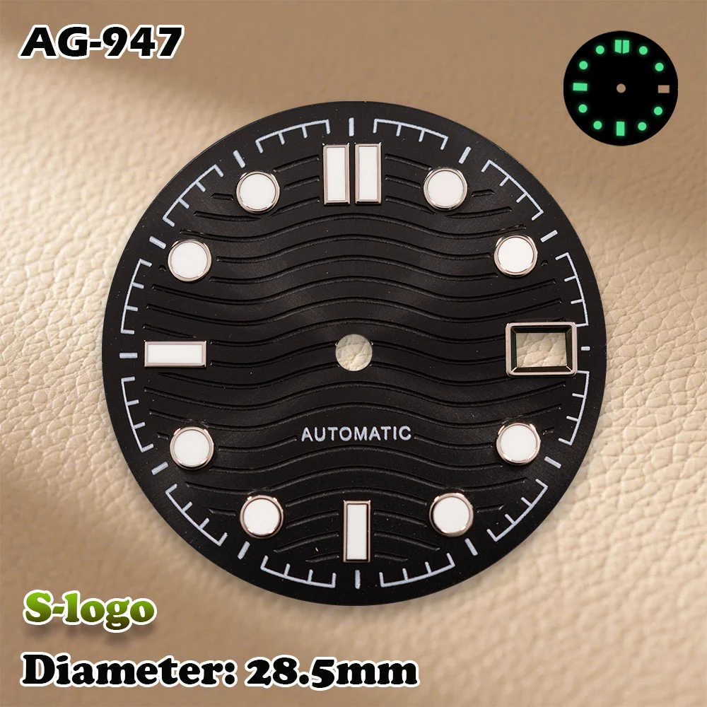 NEW NH35 Movement with 28.5mm S Logo Sea Wave Master 300 Dial & Green Luminous | Complete Watch Modification Accessories