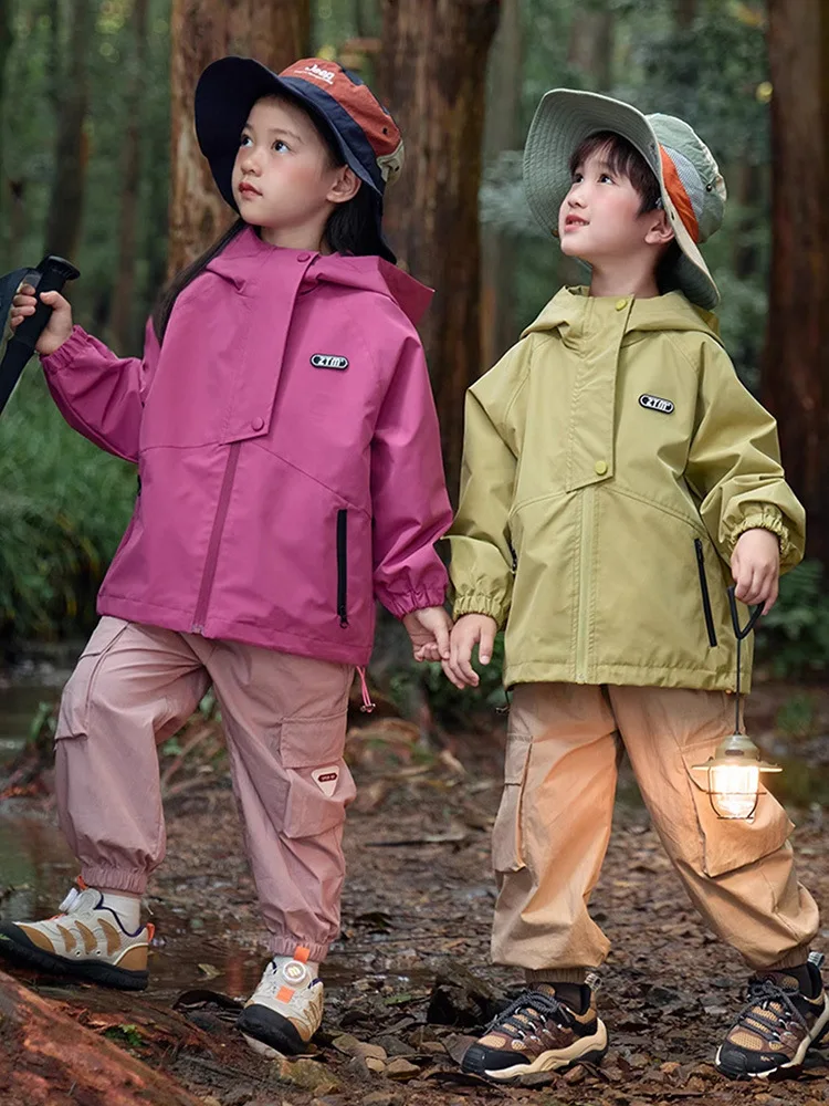 Unisex Wanderjacke Wasserdicht Herbst Kinder Windbreaker Outdoor Kapuzenjacken Mädchen Jacke Jungen Angeln Camping Klettern Oberbekleidung – Detail 7