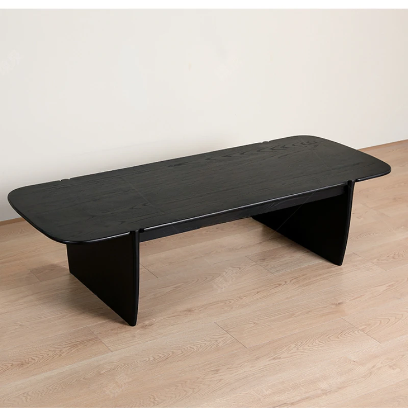 

Nordic Minimalism Black Solid Wood Tea Table Living Room Silent Style Coffee Table Designer Ash Long Table