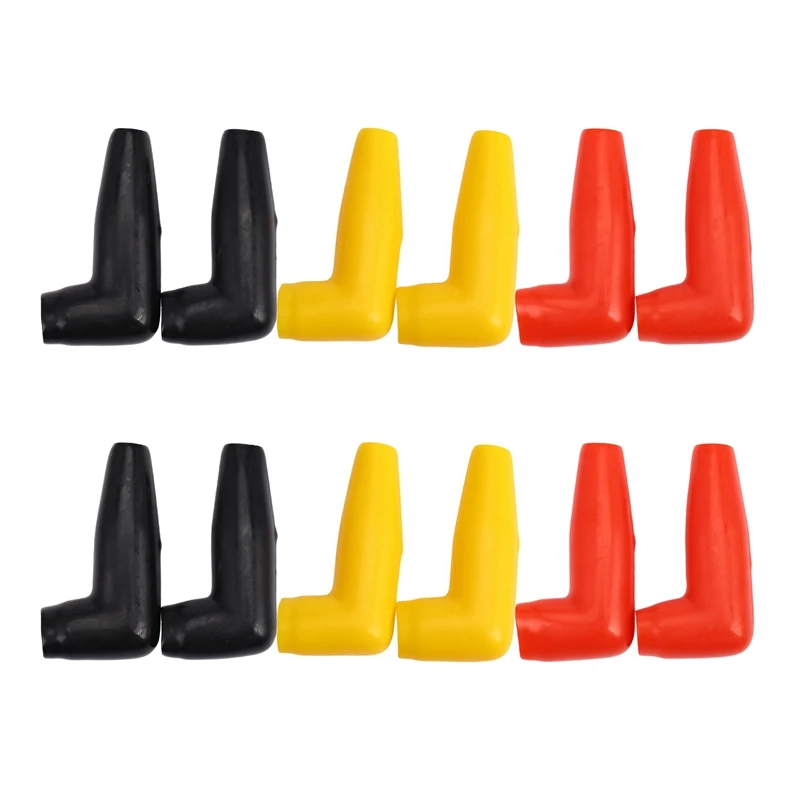 12Pc Electric Guard Motor Winch Cable Terminal Boot Rubber Cover Black+Red+Yellow