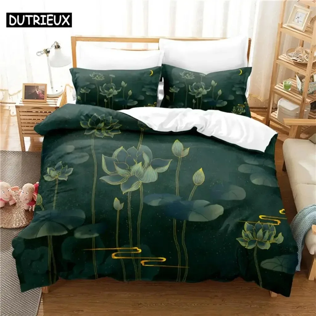 Lotus Bedding Set Duvet Cover Set 3d Bedding Digital Printing Bed Linen Queen Size Bedding Set Fashion Design