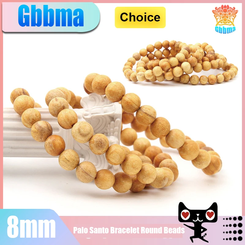 

New 8mm Palo Santo Bracelet Round Beads Hand Chain Strong Fragrance Energy Holy Wood For Cleansing Meditation 7 Chakra Gift